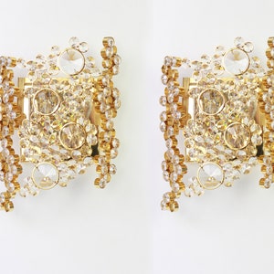 Reserved for Loren //Pair of Golden Gilded Brass and Crystal Sconce by Palwa, Germany, 1960s
