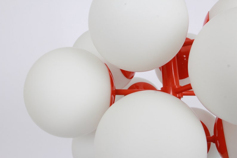 Mid Century Sputnik Orange Ceiling Lamp Pendant by Kaiser - Germany 1960s image 2