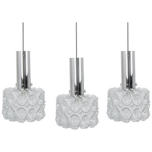 One Glass chrome Pendants by Limburg, Germany, 1970s
