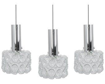 One Glass chrome Pendants by Limburg, Germany, 1970s