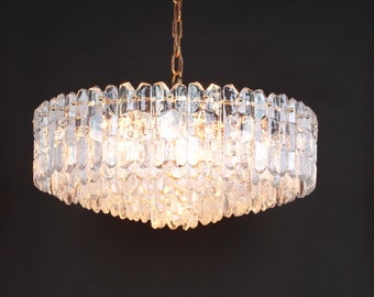 1 of 2 Huge XXL Kalmar Chandelier 'Palazzo', Gilt Brass Glass, Austria, 1970