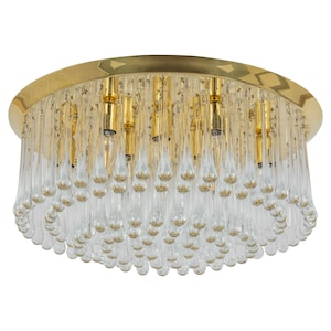 Stunning Brass Tear Drop Glasses Light Fixture Drops, Kalmar, Austria, 1970s