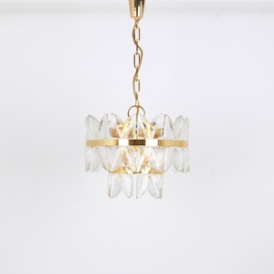 Stunning Gilt Brass, Crystal Glass Light Fixture Corina, Kalmar, Austria, 1970s