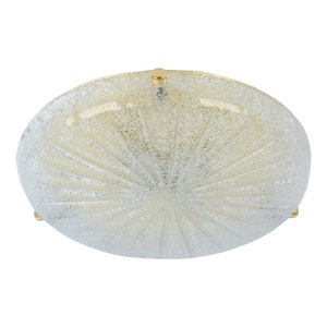 Large Round Murano Amber Sunbrust Flushmount by Hillebrand, Germany, 1970s