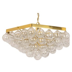 1 of 2 Extra Large Tulipan Glass Chandelier by Kaiser, Germany, 1960s