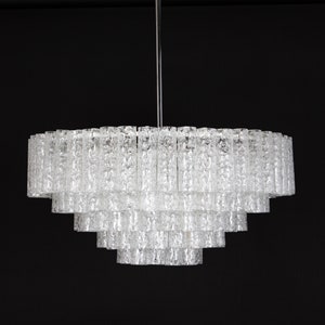 1 of 2 Large Doria Ice Glass Tubes Chandelier, Germany, 1960s