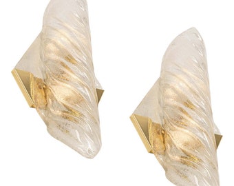 Pair of Large Vanity Angular Murano Glass Sconces by Hillebrand, Germany, 1960s