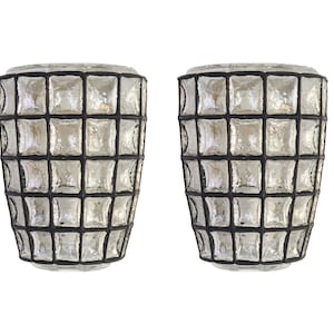 1 of 2 Wall Lights Sconces Iron Glass by Limburg, Germany, 1960s