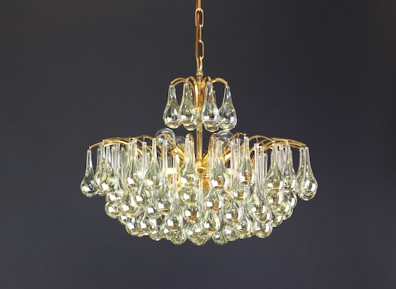 Large Murano Glass Tear Drop Chandelier by Christoph Palme, Germany, 1970s Large Murano Glass Tear Drop Chandelier by Christoph Palme, Germany, 1970s