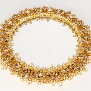 Spectacular Backlit Mirror Gilded Brass and Crystal Glass by Palwa, Germany
