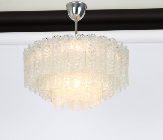 Doria Ice Glass Tubes Chandelier Germany 1960s Etsy Australia
