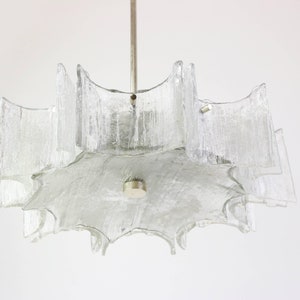 1 of 2 Large Ice Glass Chrome Chandelier by Kaiser, Germany, 1960s image 5