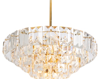 Stunning Chandelier, Brass and Crystal Glass by Kinkeldey, Germany, 1970s