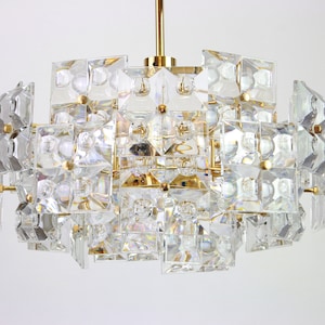 Stunning Chandelier, Brass and Crystal Glass by Kinkeldey, Germany, 1970s