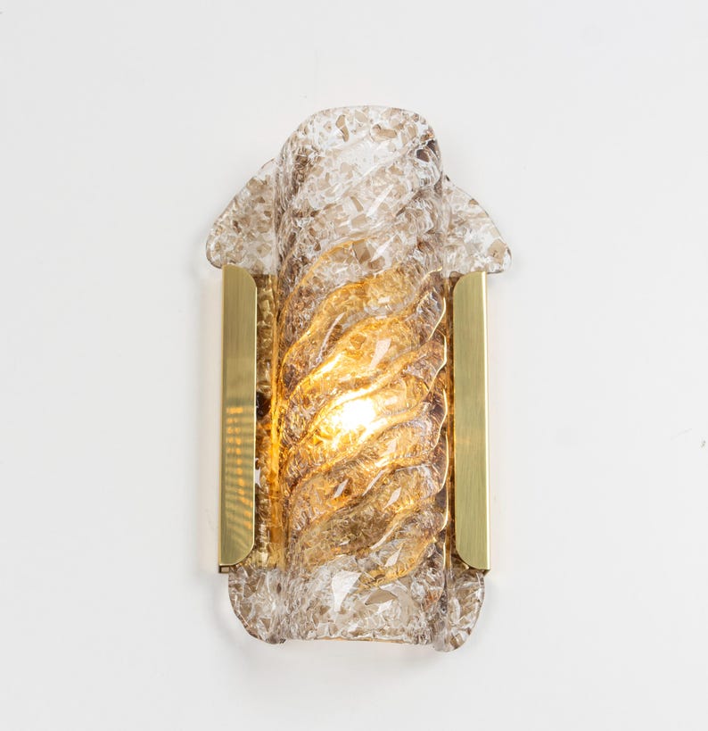 1 of 4 Pairs of Dark-Toned Murano Glass Wall Sconces by Kaiser, Germany, 1970s image 4