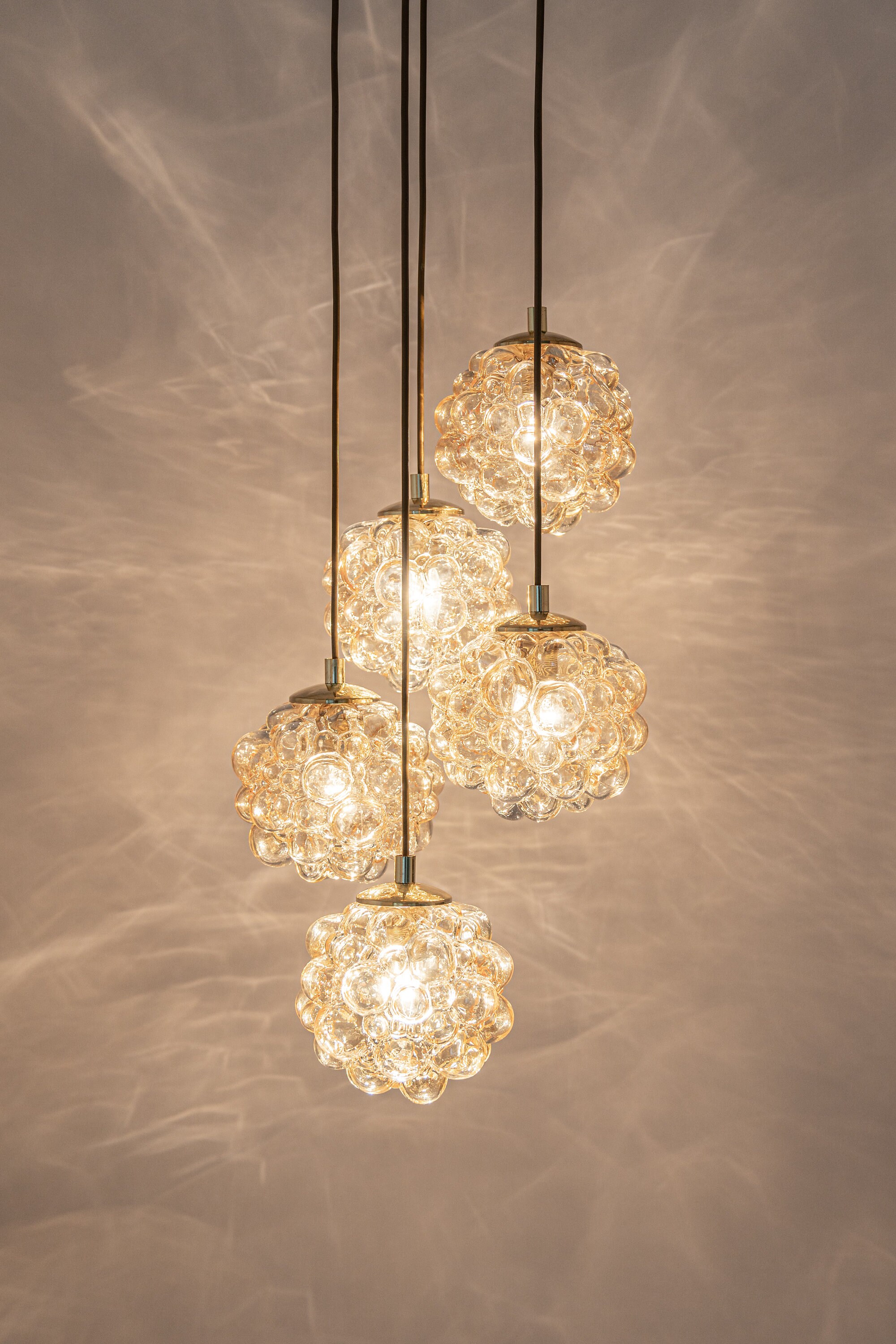Large Cascading Chandelier Bubble Glass Limburg Germany 1970s