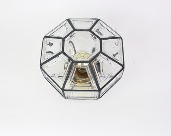 1 of 4 Iron and Clear Glass Flush Mount /Wall light by Limburg, Germany, 1960s