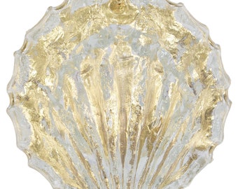 1 of 3 Murano Shell Glass Wall Light Sconce by Limburg, Germany, 1970s