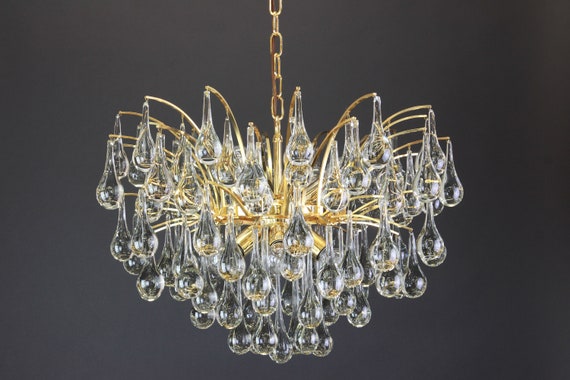 Large Murano Glass Tear Drop Chandelier by Christoph Palme, Germany, 1970s Large Murano Glass Tear Drop Chandelier by Christoph Palme, Germany, 1970s