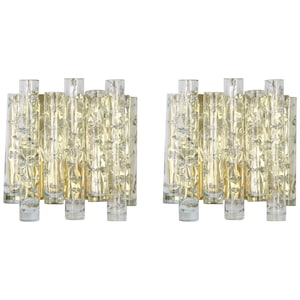 1 of 2 Pairs of Large Murano Glass Wall Sconces by Doria, Germany, 1960s