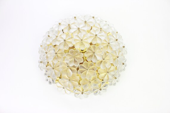 Large Stunning Murano Glass Flower Flush Mount By Ernst Palme Etsy