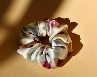 Naturally dyed silk scrunchie // Bundle dyed scrunchie // plant dyed scrunchie // satin silk hair tie