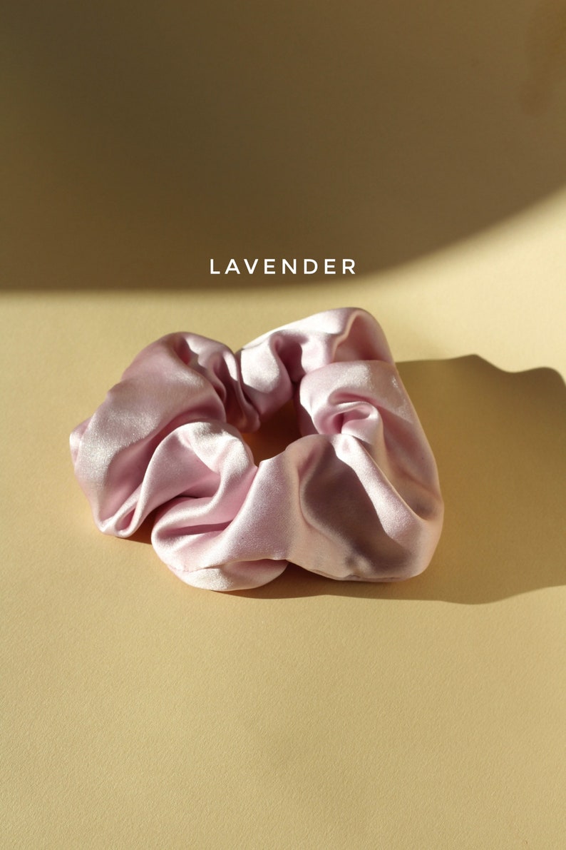 Satin silk hair scrunchie // plant dyed hair tie // naturally dyed scrunchies // naturally dyed hair tie image 9