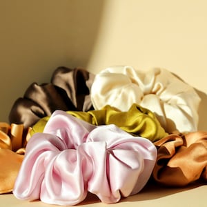 Satin silk hair scrunchie // plant dyed hair tie // naturally dyed scrunchies // naturally dyed hair tie image 3