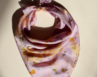 Botanically dyed silk scarf// hand dyed silk // plant dyed scarf // naturally dyed silk