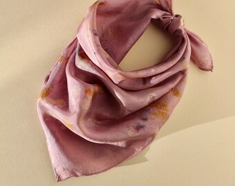 Botanically dyed silk scarf// plant dyed silk scarf // naturally dyed silk// hand dyed scarf