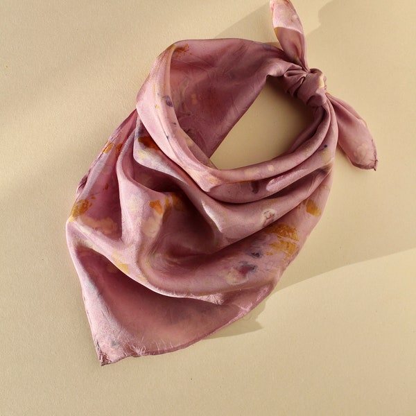 Botanically dyed silk scarf// plant dyed silk scarf // naturally dyed silk// hand dyed scarf