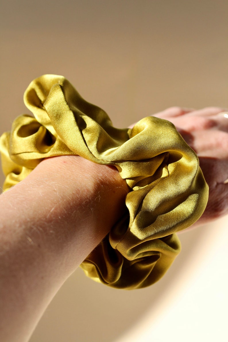 Satin silk hair scrunchie // plant dyed hair tie // naturally dyed scrunchies // naturally dyed hair tie image 10