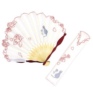 Cat Sensu (Japanese folding fan) for Women - Pink, Gift for Women