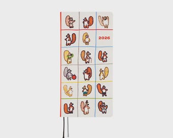 Hobonichi Techo 2026 Spring April Start - 100%ORANGE: Squirrel’s Moving Day Weeks Hardcover Book - Japanese Edition