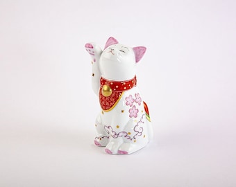 Japanese Lucky Cat Figure - Cherry Blossom