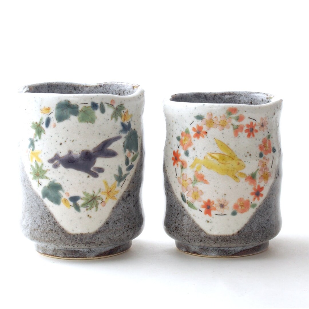 Yunomi Rabbit Rabbit Kutani Yaki(ware) Japanese Yunomi Teacup Set, Pair Set - Etsy