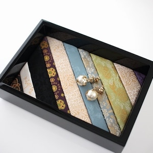 Pure Silk and Wood Kimekomi Tray Small size Black, Desk Tray, Cash Tray, Coin Tray, Jewellery Tray, Key Tray, Desk Tidy Tray