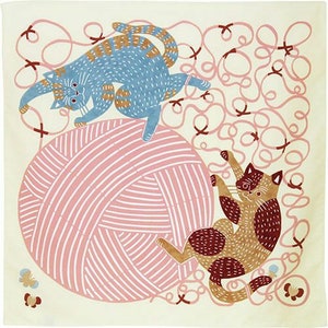 Japanese Furoshiki - Cat / Water Repellent Finish, Wrapping Cloth, Gift Wrapping Supplies