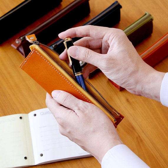 High Quality Tochigi Leather Pencil Case, Leather Pen Case