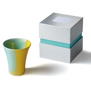 Rainbow Color Kyo ware / Kiyomizu ware（Kyo yaki / Kiyomizu yaki Beer Cup - Yellow／Blue, Kitchen Supplies