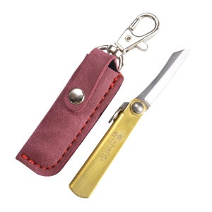 Japanese traditional folding pocket knife Mini Size with Red color Case. Paper Knife, Utility Knife, Craft Knife, Outdoor Knife
