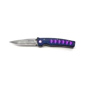 Seki Japan Japanese Sword Motif Outdoor Folding Knife - Blue / Purple, Japanese Outdoor Knife, Camping Knife, Utility Knife, Craft Knife