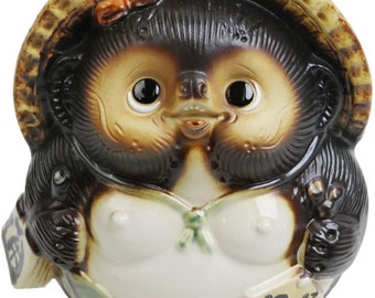 Japanese Ceramic Tanuki Raccoon dog sculpture for garden or