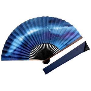 Blue Ocean Wave Kyo-sensu (Japanese folding fan) for Men - Deep, Gift for Men