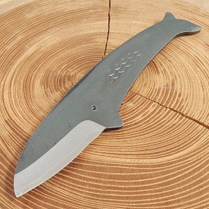 Tosa Uchi-Hamono (Tosa Blade) Blue Whale Shaped Knife with Case, Craft Knife, Utility Knife, Japanese Knife