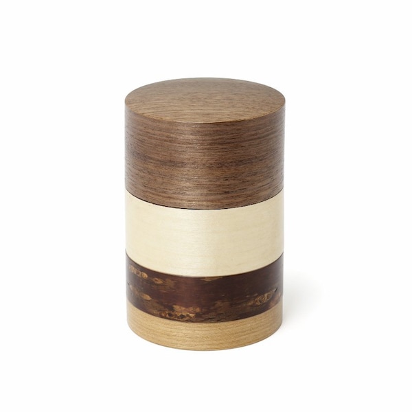 Japanese Cylinder Tea Caddy - Walnut Wood, Chazutsu, Tea Canister, Tea Container