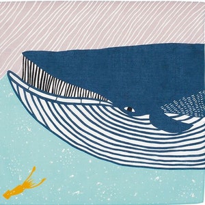 Japanese Furoshiki - Whale / Blue, Wrapping Cloth, Gift Wrapping Supplies