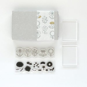 JIZAI Clear Stamp Picture Coloring set - Flower, Hobonichi Stamp