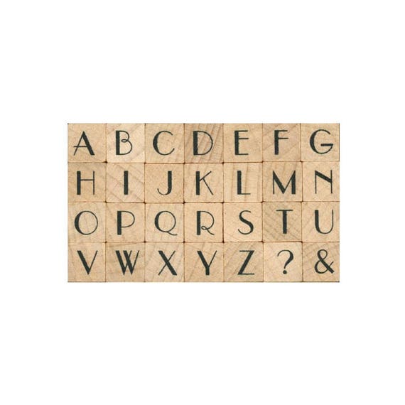 Small Alphabet Stamp Set Capital Letters Wooden Rubber Etsy