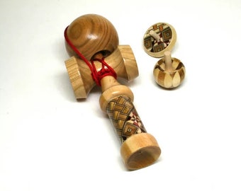 Yosegi Japanese Toy Set - Kendama and Koma